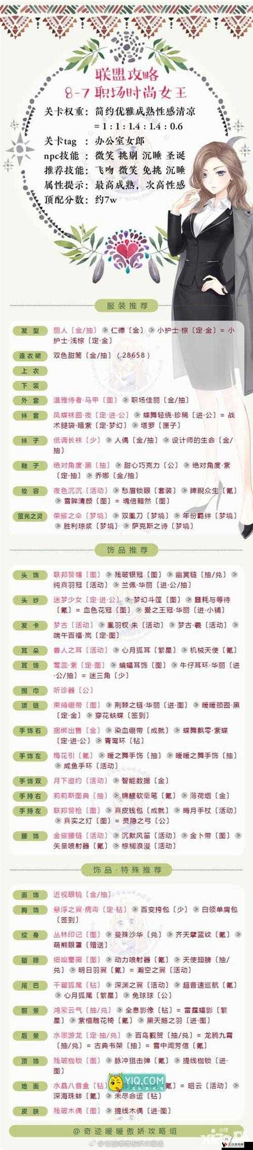 奇迹暖暖联盟委托8-7攻略，职场的时尚女王8-7攻略