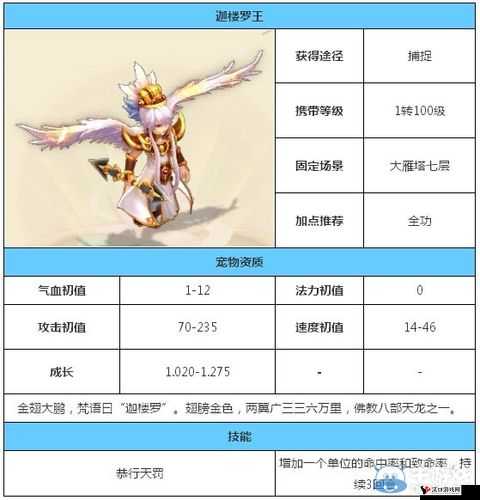 大话西游手游迦楼罗王技能与资质技能解析