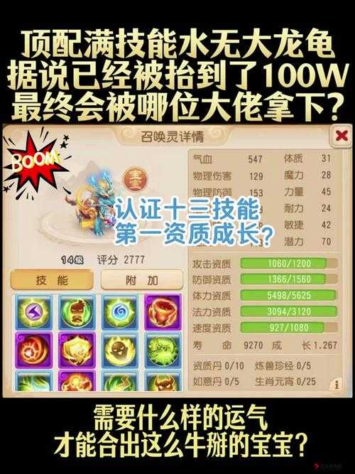 梦幻西游无双版龙龟打技能与打书推荐介绍