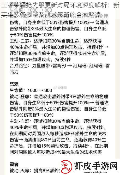 王者荣耀抢先服更新对局环境深度解析