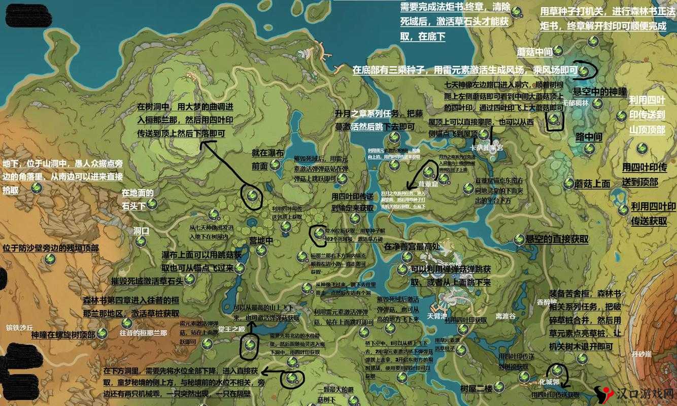 《原神》3.6新地图草神瞳:最快收集路线览,完美路线揭秘