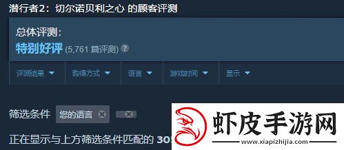 潜行者2Steam获“特别好评”