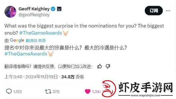TGA调查玩家最惊喜和最失望的游戏提名