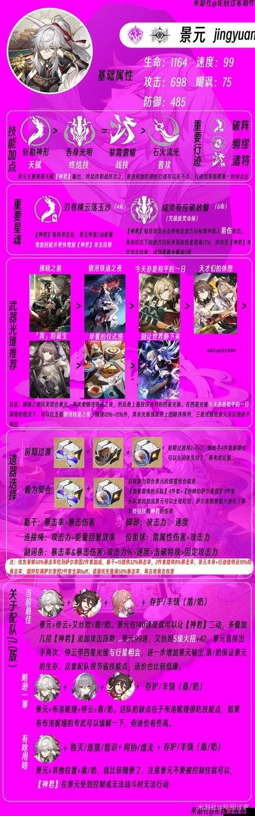崩坏星穹铁道景元的培养与资源管理优化