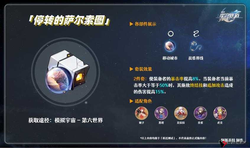 崩坏星穹铁道停转的萨尔索图介绍及其套装效果